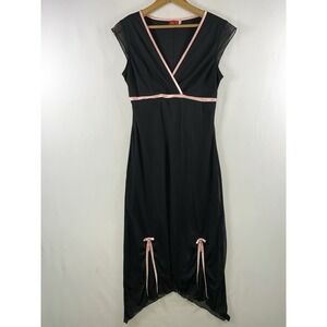 VTG Ruby Rox Womens Y2K Babydoll Coquette Midi Dress Sz M/L Bow Girlie Grunge